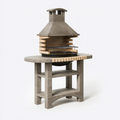 Barbecue de jardin 110 x 70 x 190 cm en béton gris avec grille en acier style traditionnel