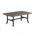 Table de jardin rectangulaire 150 x 90 cm métal noir effet bois style contemporain