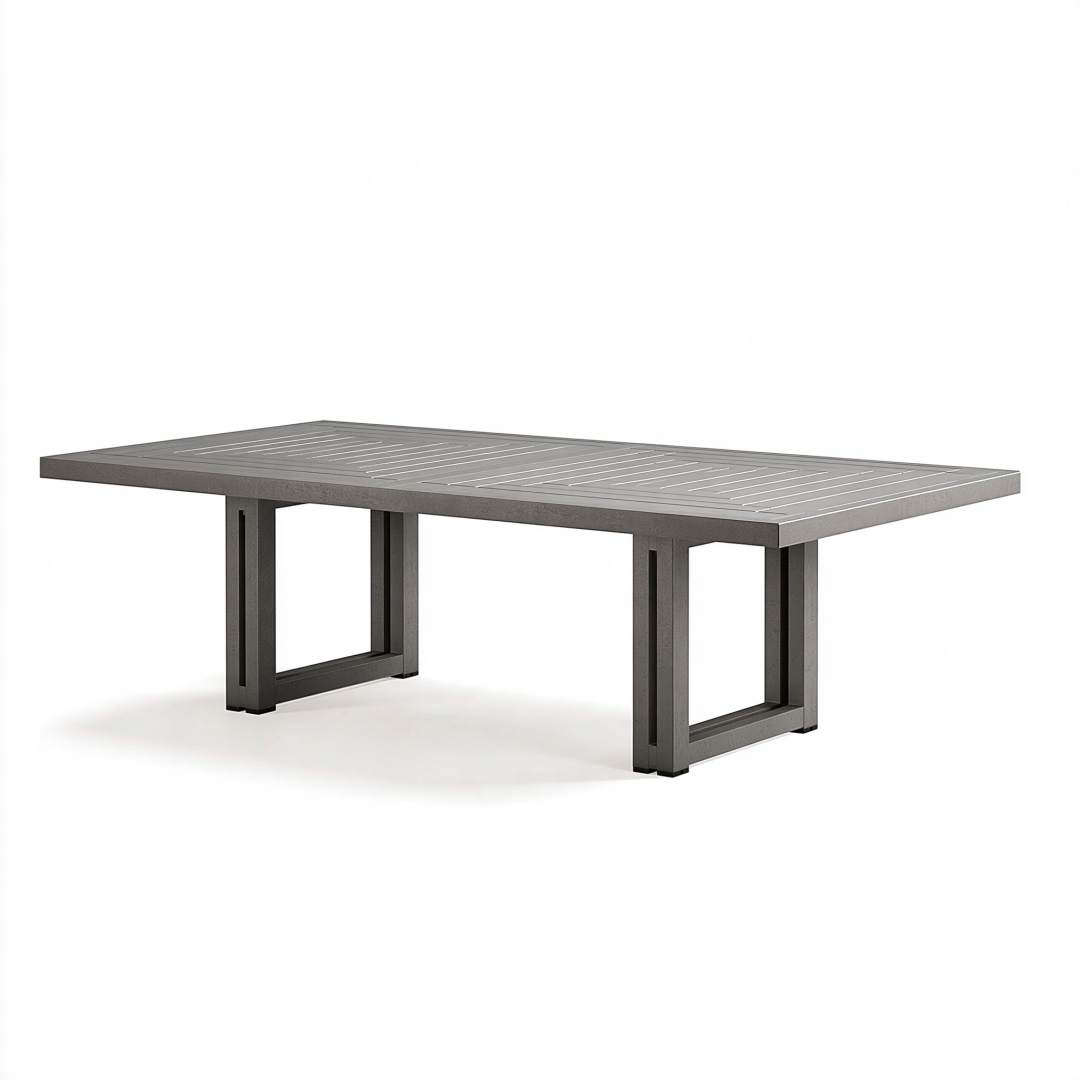 Table de jardin 220 x 100 x 75 cm en aluminium gris anthracite - rectangulaire à lattes