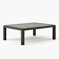 Table basse de jardin 120 x 70 x 45 cm en aluminium noir à lattes style contemporain