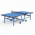Table de tennis de table 274 x 152.5 x 76 cm en acier bleu pliable à roulettes