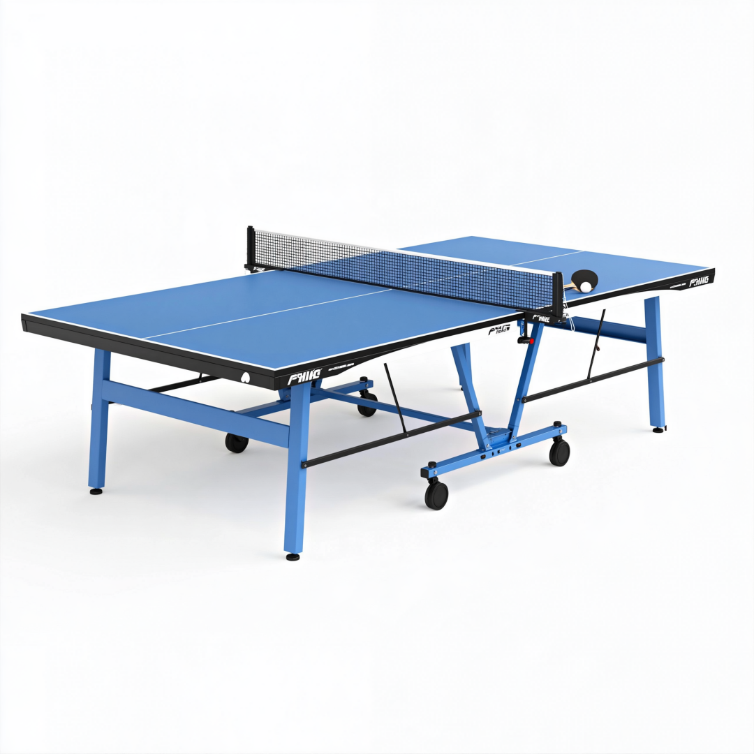 Table de tennis de table 274 x 152.5 x 76 cm en acier bleu pliable à roulettes