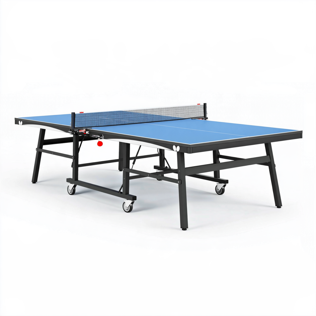 Table de tennis de table 274 x 152.5 cm bleue en acier avec roulettes