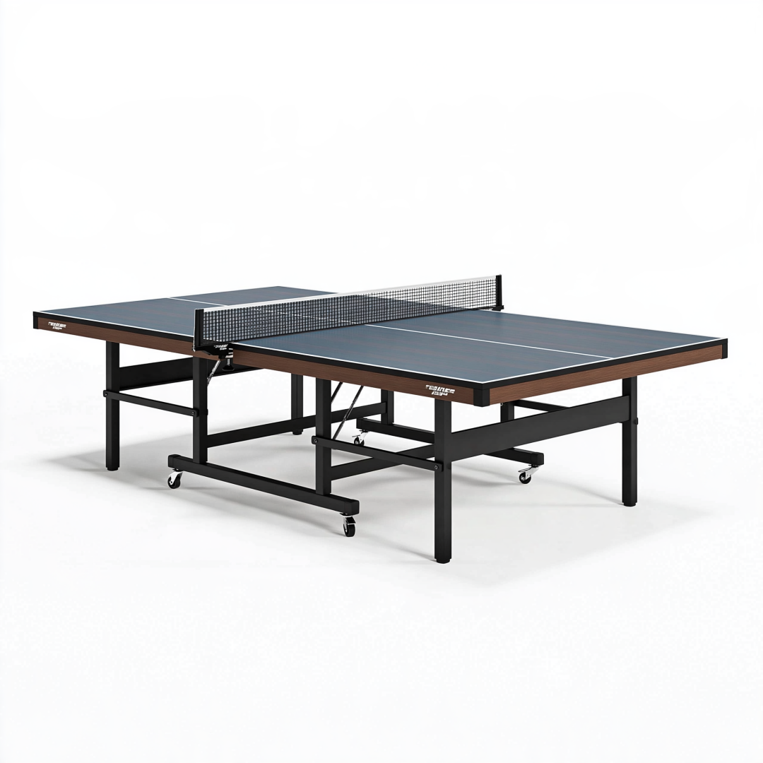 Table de tennis de table 274 x 152.5 x 76 cm en acier et panneau composite bleu pliable à roulettes