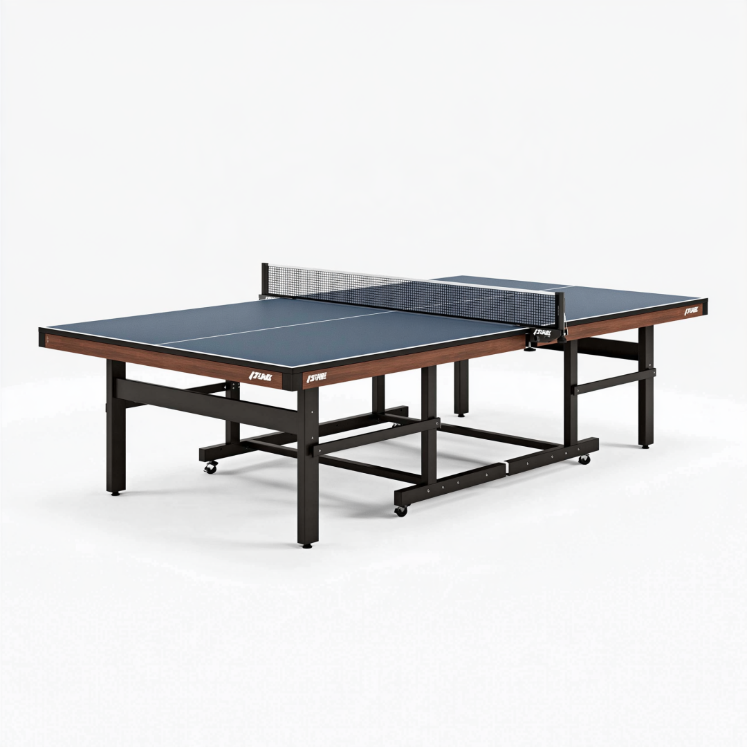 Table de tennis de table 274 x 152.5 x 76 cm en acier et panneau bleu avec roulettes