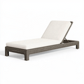 Bain de soleil 200 x 70 cm en fibre tressée marron avec coussin blanc dossier réglable extérieur