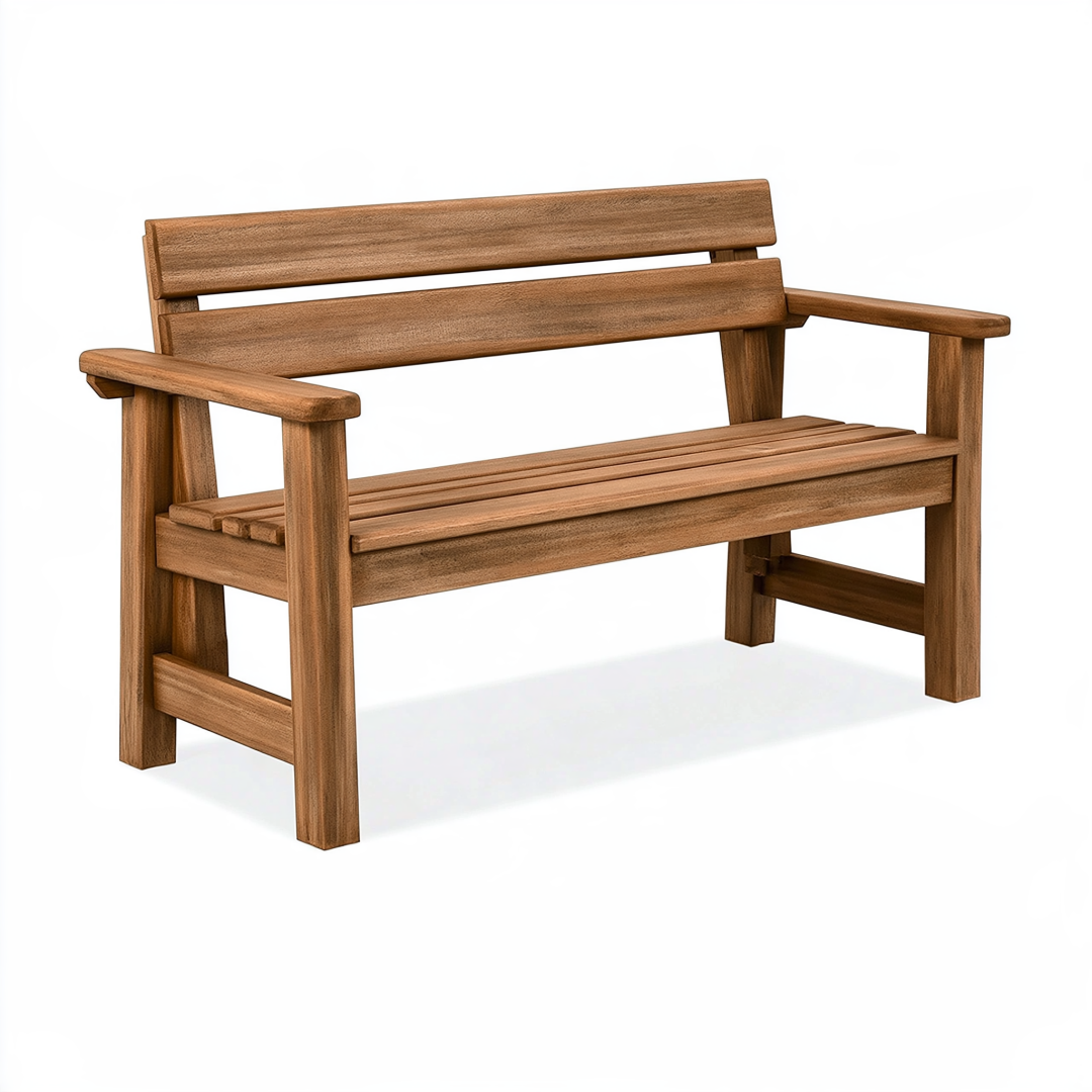 Banc de jardin 2 places 125 x 65 x 90 cm en bois brun style classique