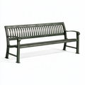 Banc de jardin 152 x 61 x 86 cm en acier vert foncé avec accoudoirs